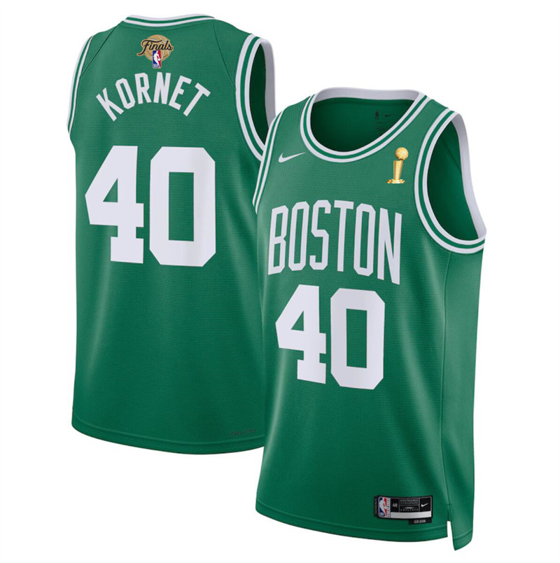 Men's Boston Celtics #40 Luke Kornet Kelly Green 2024 Finals Champions Icon Edition Stitched Basketball Jersey