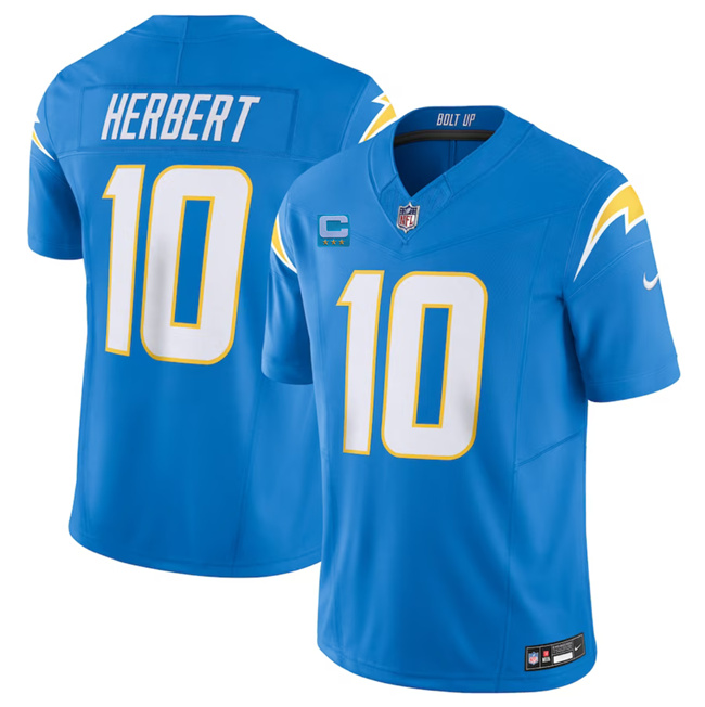 Men's Los Angeles Chargers #10 Justin Herbert Light Blue 2023 F.U.S.E. With 3-Star C Patch Vapor Untouchable Limited Stitched Jersey