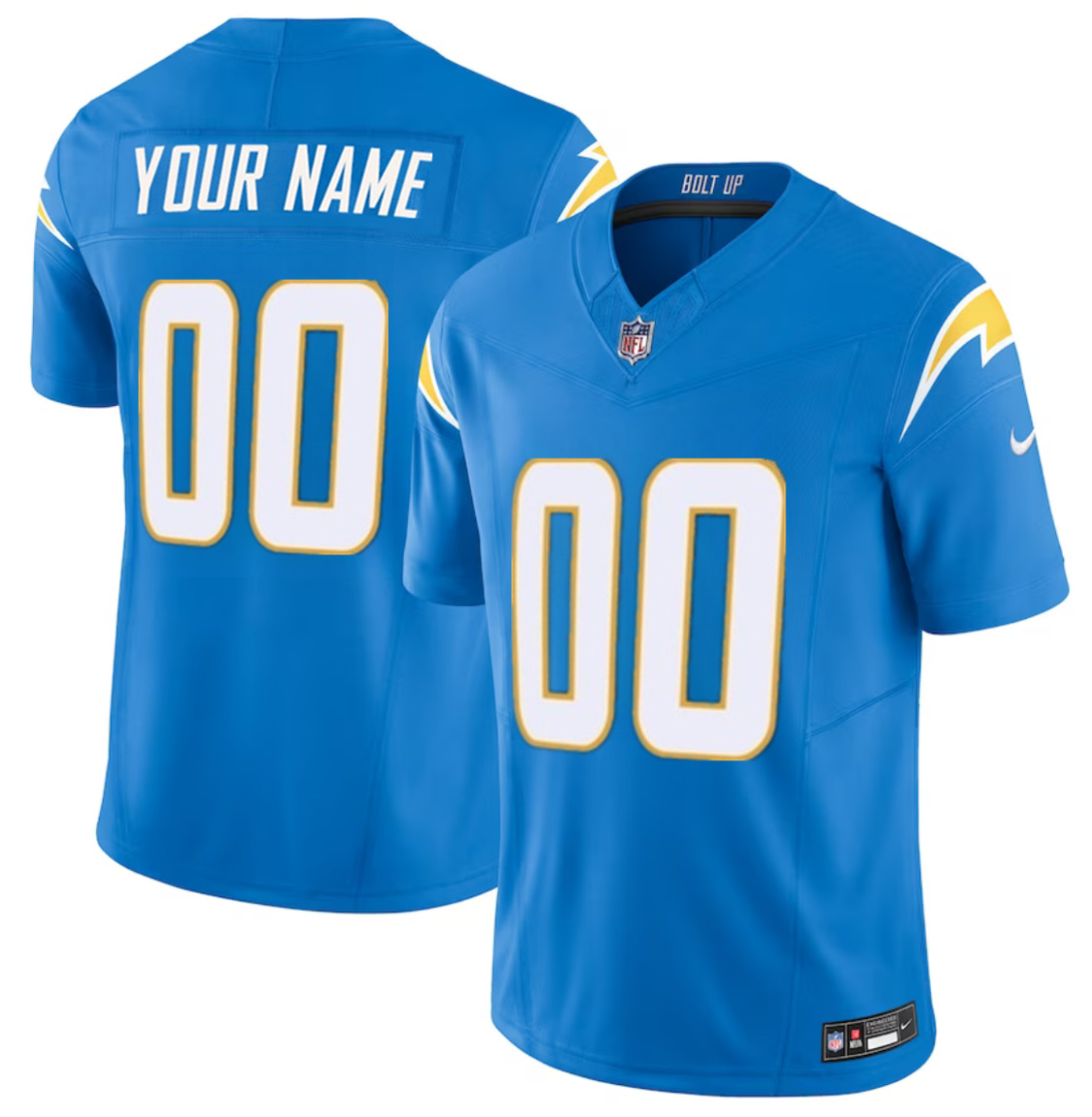 Men's Los Angeles Chargers Active Player Custom Light Blue 2023 F.U.S.E. Vapor Untouchable Limited Stitched Football Jersey