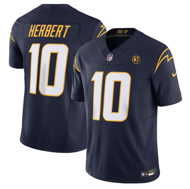 Men's Los Angeles Chargers #10 Justin Herbert Navy 2023 F.U.S.E. With John Madden Patch Vapor Limited Stitched Football Jersey