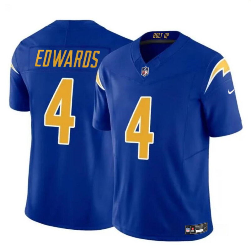 Men's Los Angeles Chargers #4 Gus Edwards Royal 2024 F.U.S.E. Vapor Limited Stitched Football Jersey