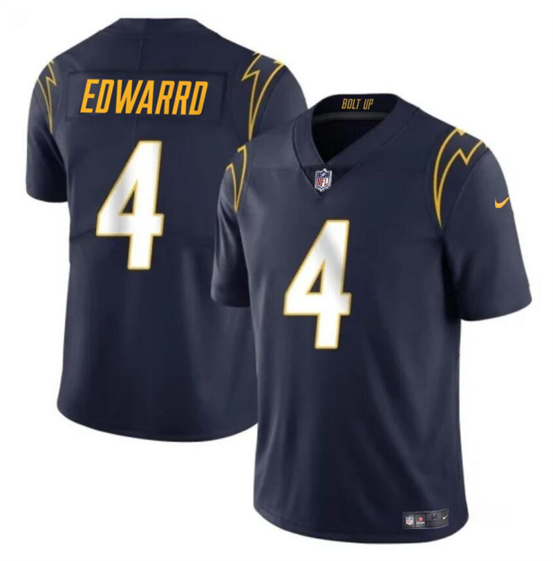 Men's Los Angeles Chargers #4 Gus Edwards Navy Vapor Limited Stitched Football Jersey