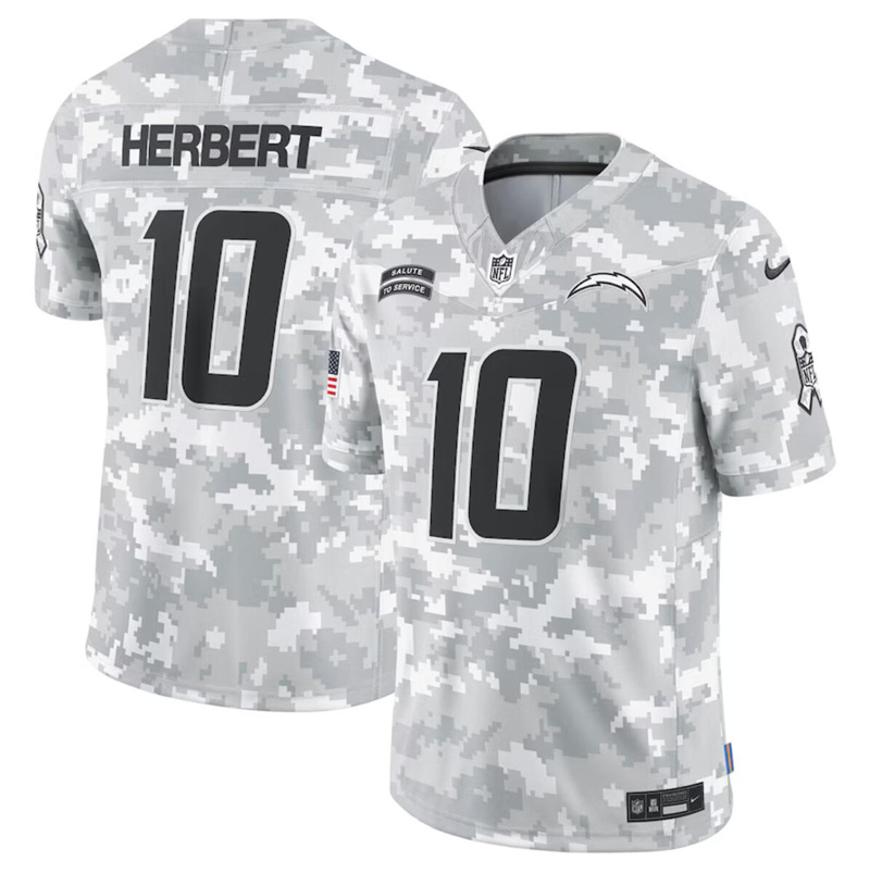 Men's Los Angeles Chargers #10 Justin Herbert 2024 F.U.S.E Arctic Camo Salute to Service Limited Stitched Football Jersey Men's Los Angeles Chargers #10 Justin Herbert 2024 F.U.S.E Arctic Camo Salute to Service Limited Stitched Football Jersey