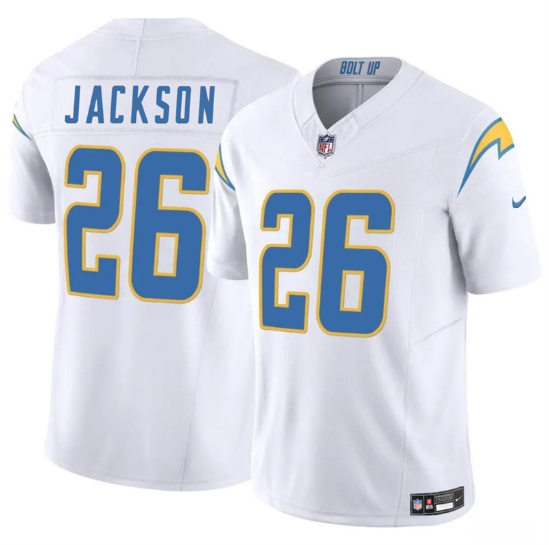 Men's Los Angeles Chargers #26 Donte Jackson White 2024 F.U.S.E Vapor Limited Stitched Football Jersey Men's Los Angeles Chargers #26 Donte Jackson White 2024 F.U.S.E Vapor Limited Stitched Football Jersey