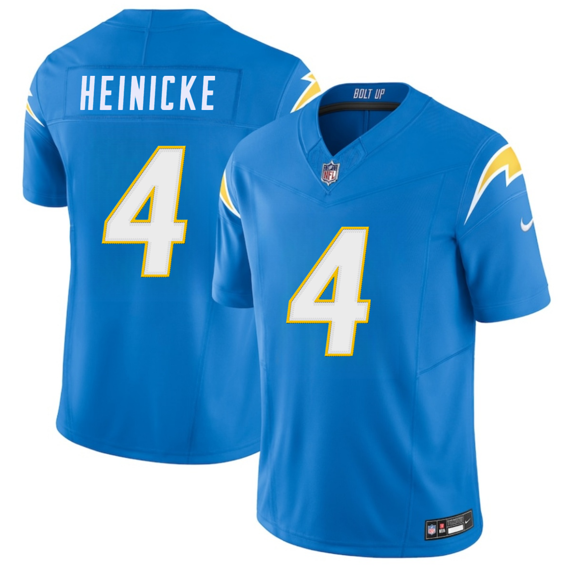 Men's Los Angeles Chargers #4 Taylor Heinicke Blue 2025 F.U.S.E. Vapor Limited Stitched Football Jersey Men's Los Angeles Chargers #4 Taylor Heinicke Blue 2025 F.U.S.E. Vapor Limited Stitched Football Jersey