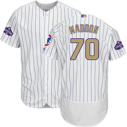 Cubs #70 Joe Maddon White(Blue Strip) Flexbase Authentic 2017 Gold Program Stitched MLB Jersey