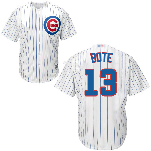 Cubs #13 David Bote White Strip New Cool Base Stitched MLB Jersey