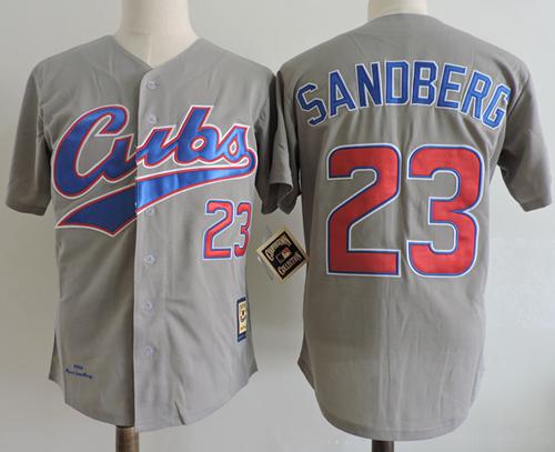 Mitchell And Ness 1994 Cubs #23 Ryne Sandberg Grey Throwback Stitched MLB Jersey