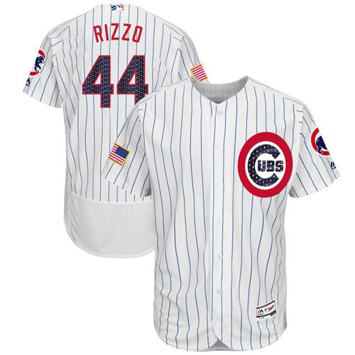 Cubs #44 Anthony Rizzo White Fashion Stars & Stripes Flexbase Authentic Stitched MLB Jersey