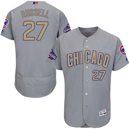 Cubs #27 Addison Russell Grey Flexbase Authentic 2017 Gold Program Stitched MLB Jersey
