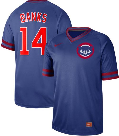 Nike Cubs #14 Ernie Banks Royal Authentic Cooperstown Collection Stitched MLB Jersey