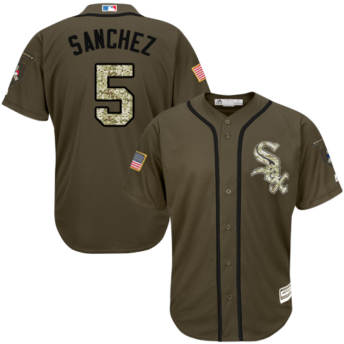 White Sox #5 Yolmer Sanchez Green Salute to Service Stitched MLB Jersey