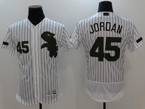 White Sox #45 Michael Jordan White(Black Strip) Flexbase Authentic Collection Memorial Day Stitched MLB Jersey