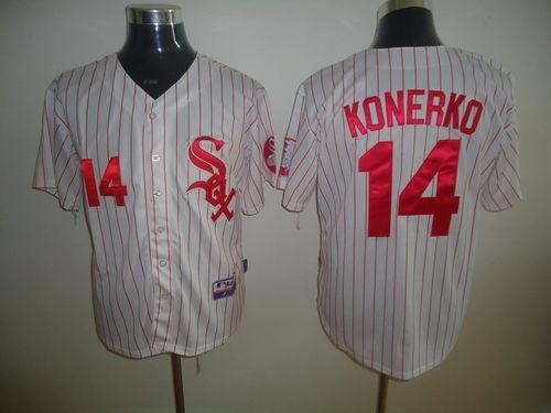 White Sox #14 Paul Konerko White Red Strip Stitched MLB Jersey White Sox #14 Paul Konerko White Red Strip Stitched MLB Jersey