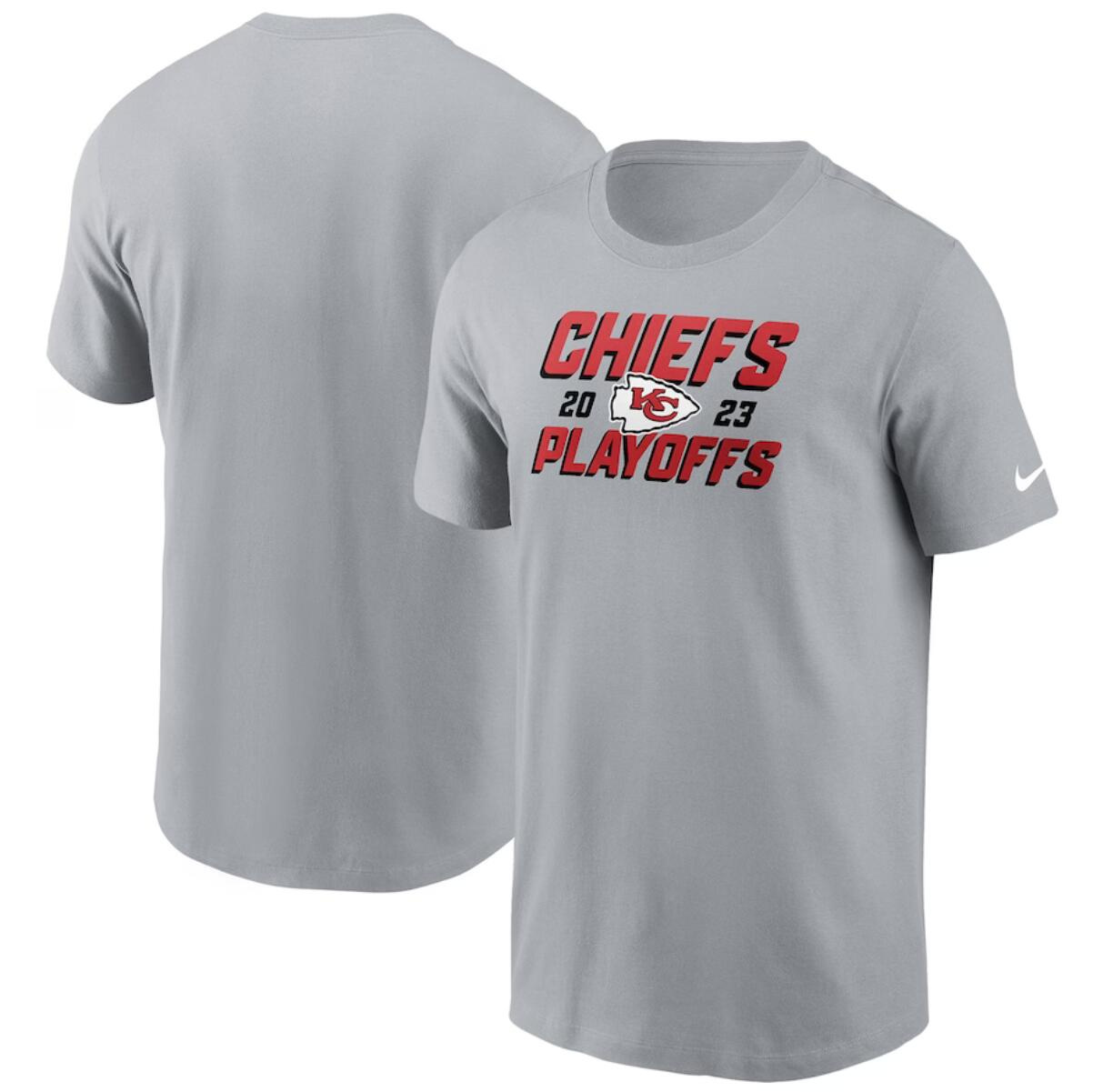 Men's Kansas City Chiefs Gray 2023 NFL Playoffs Iconic T-Shirt