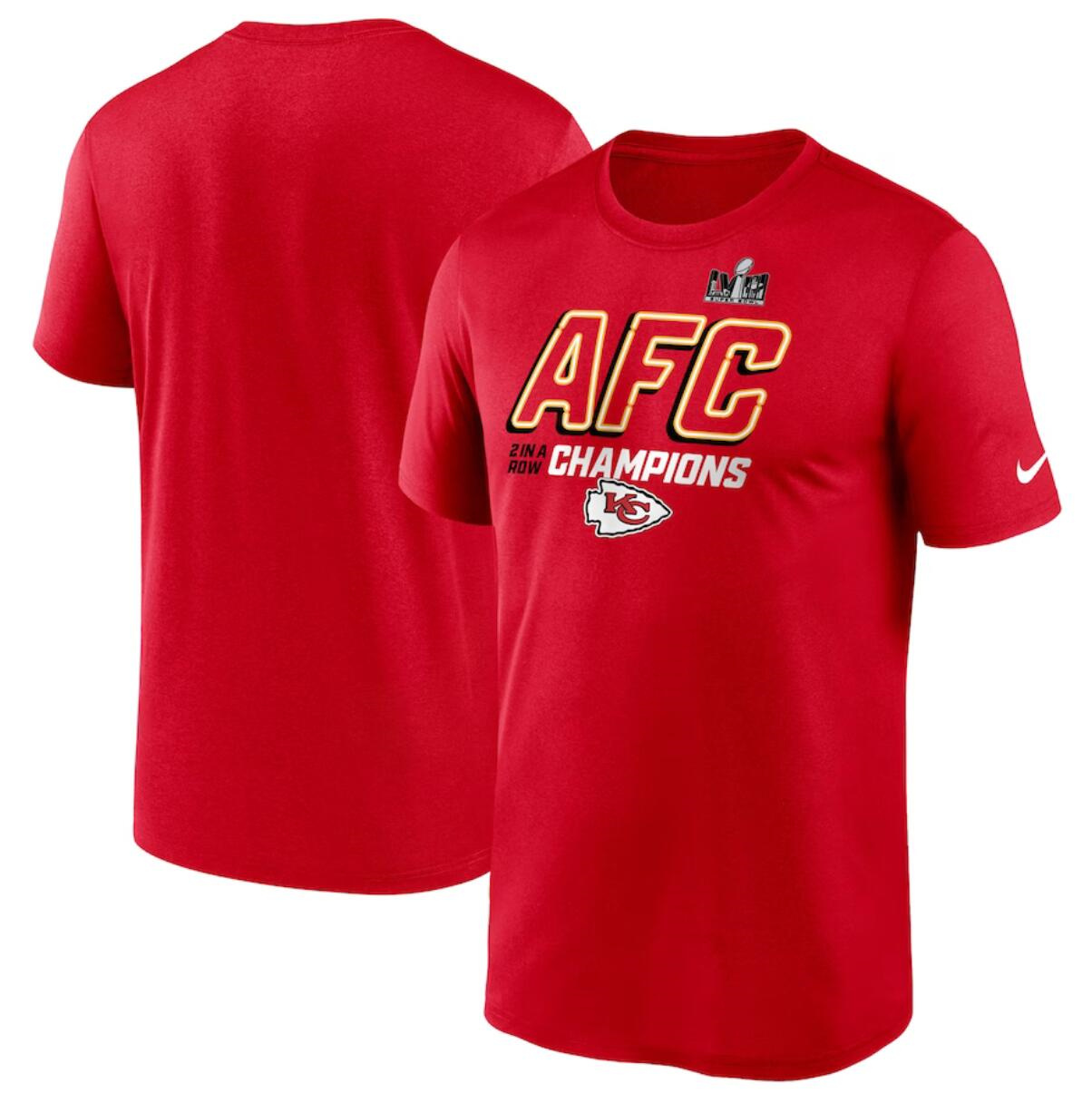 Men's Kansas City Chiefs Red 2023 AFC Champions Iconic T-Shirt