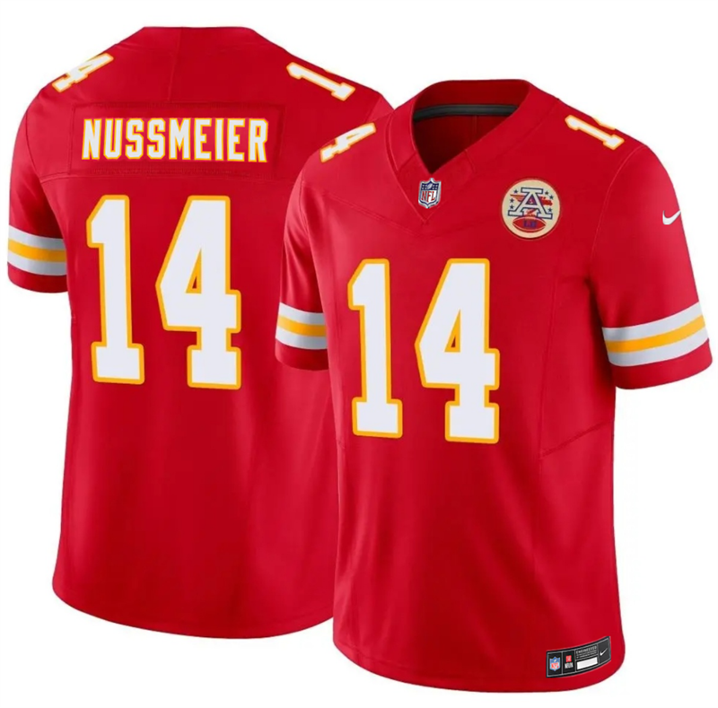 Men’s Kansas City Chiefs #14 Garrett Nussmeier Red 2026 Draft F.U.S.E. Vapor Untouchable Limited Stitched Football Jersey