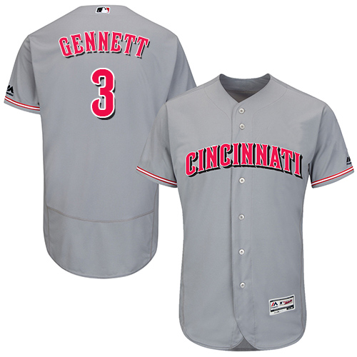 Reds #3 Scooter Gennett Grey Flexbase Authentic Collection Stitched MLB Jersey