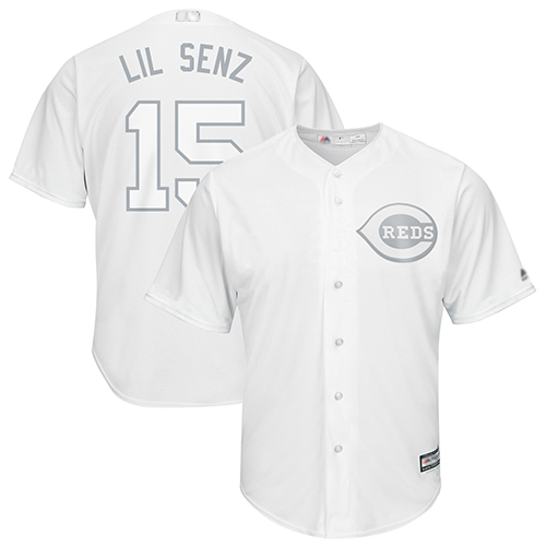 Reds #15 Nick Senzel White "Lil Senz" Players Weekend Cool Base Stitched MLB Jersey