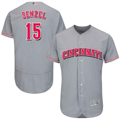 Reds #15 Nick Senzel Grey Flexbase Authentic Collection Stitched MLB Jersey