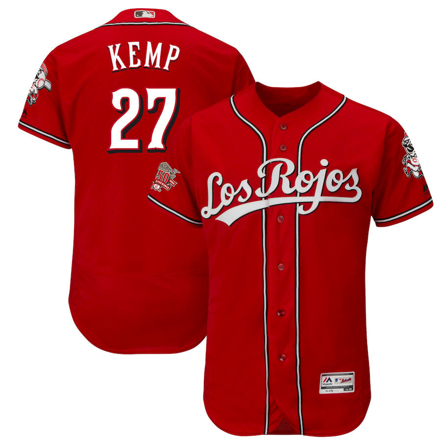 Cincinnati Reds #27 Matt Kemp Majestic Alternate Authentic Collection Flex Base Player Jersey Scarlet