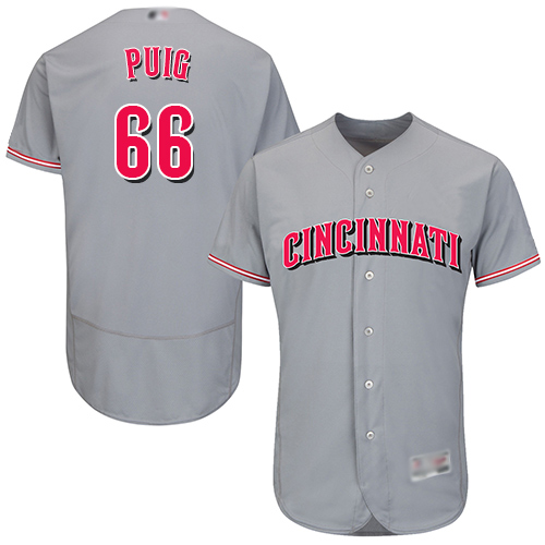 Reds #66 Yasiel Puig Grey Flexbase Authentic Collection Stitched MLB Jersey