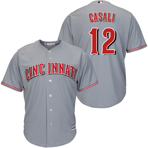 Reds #12 Curt Casali Grey New Cool Base Stitched MLB Jersey Reds #12 Curt Casali Grey New Cool Base Stitched MLB Jersey