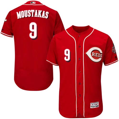 Reds #9 Mike Moustakas Red Flexbase Authentic Collection Stitched MLB Jersey