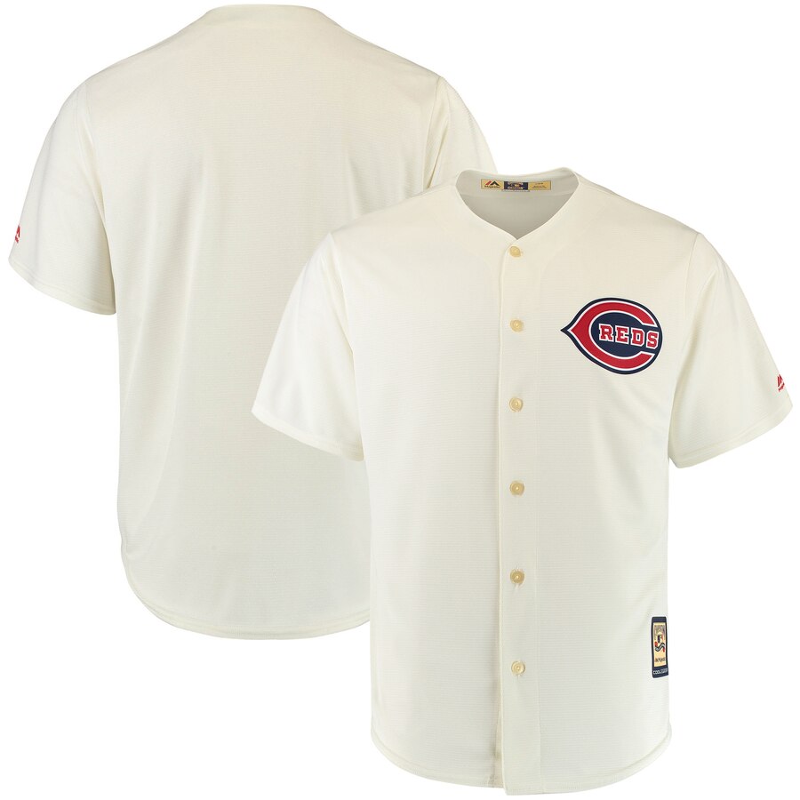 Cincinnati Reds Blank Majestic Cooperstown Collection 1939 Cool Base Jersey Cream Cincinnati Reds Blank Majestic Cooperstown Collection 1939 Cool Base Jersey Cream