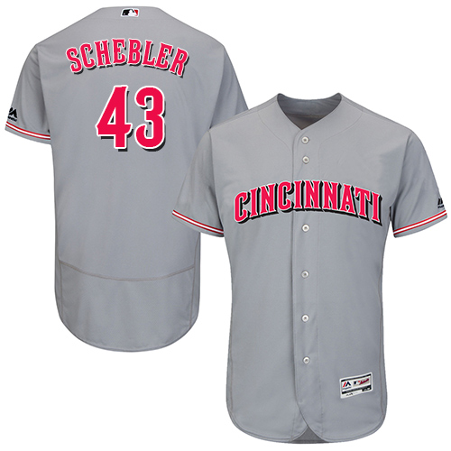 Reds #43 Scott Schebler Grey Flexbase Authentic Collection Stitched MLB Jersey Reds #43 Scott Schebler Grey Flexbase Authentic Collection Stitched MLB Jersey