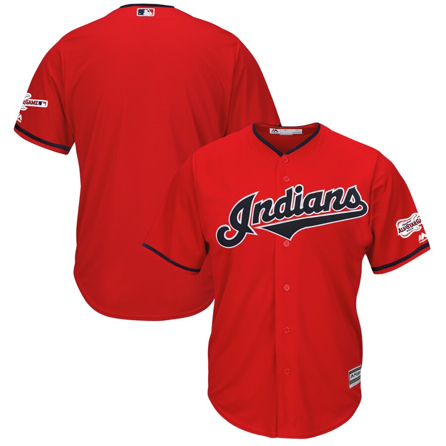 Cleveland Indians Blank Majestic Alternate 2019 All-Star Game Patch Cool Base Team Jersey Scarlet