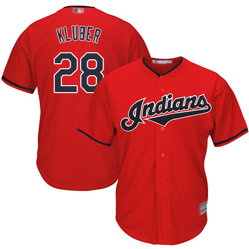 Indians #28 Corey Kluber Red New Cool Base Stitched MLB Jersey