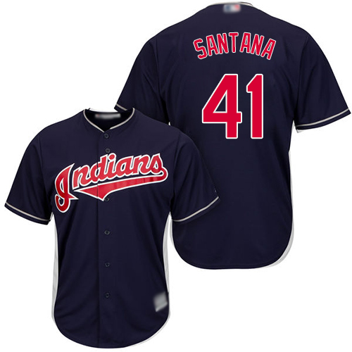 Indians #41 Carlos Santana Navy Blue New Cool Base Stitched MLB Jersey