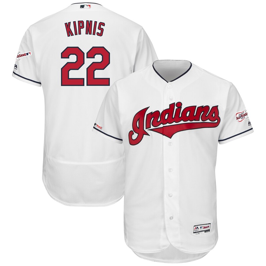 Cleveland Indians #22 Jason Kipnis Majestic Home 2019 All-Star Game Patch Flex Base Player Jersey White