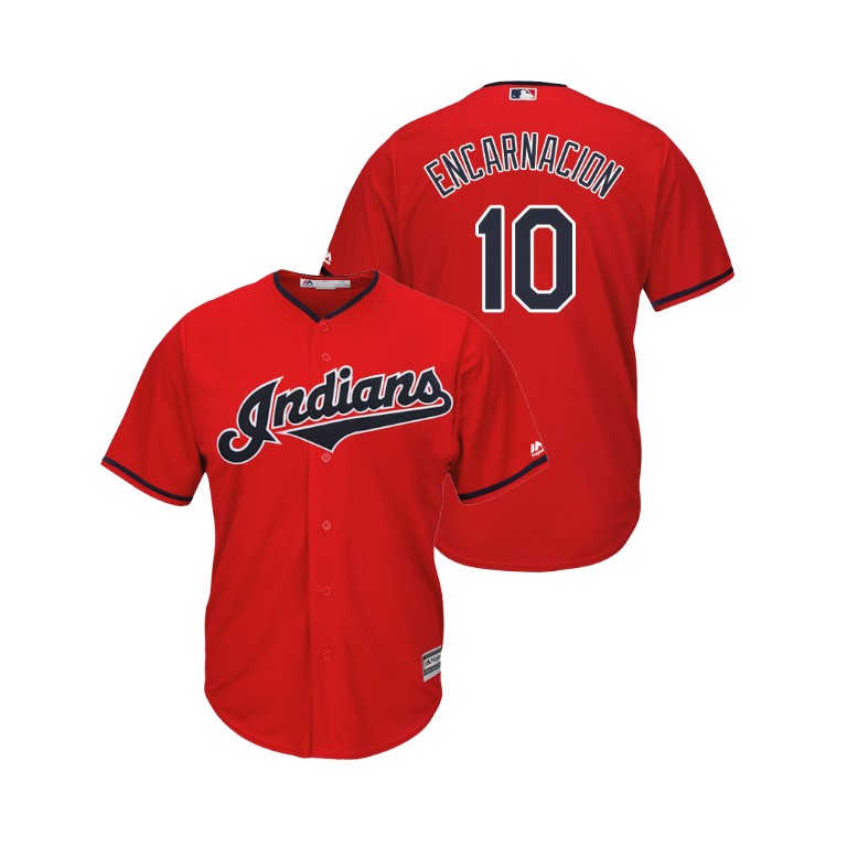 Indians #10 Edwin Encarnacion Scarlet Alternate 2019 Cool Base Stitched MLB Jersey