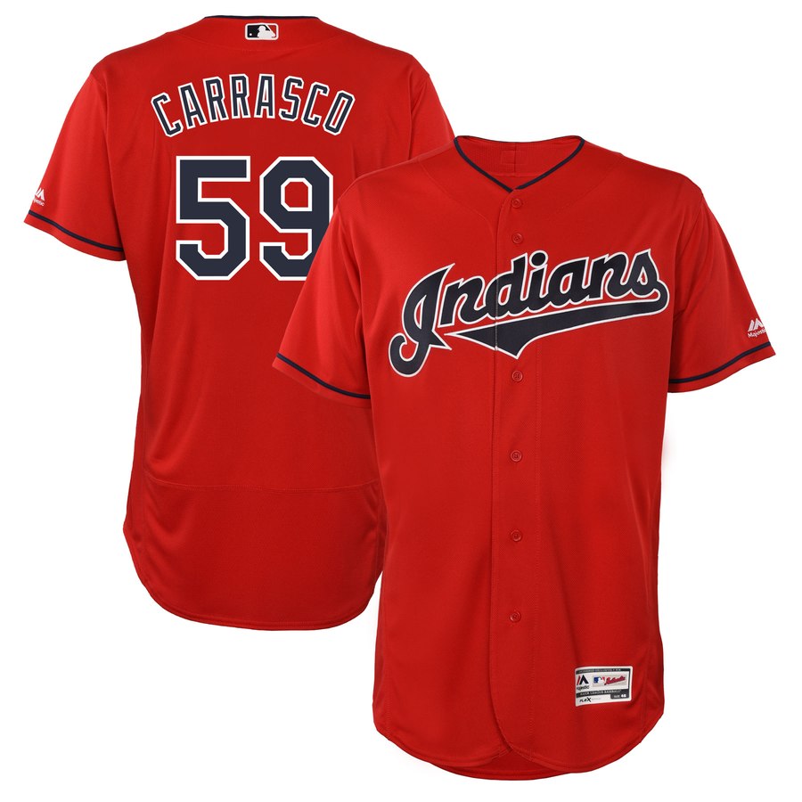 Indians #59 Carlos Carrasco Scarlet 2019 Flexbase Authentic Collection Stitched MLB Jersey