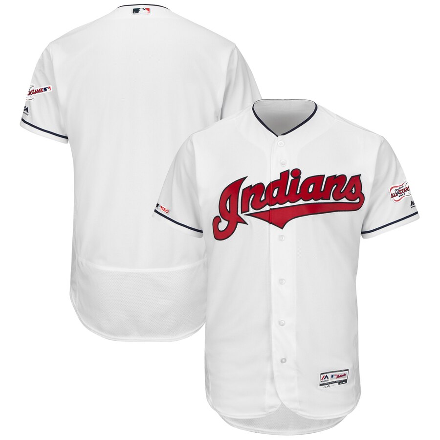 Cleveland Indians Blank Majestic Home 2019 All-Star Game Patch Flex Base Team Jersey White