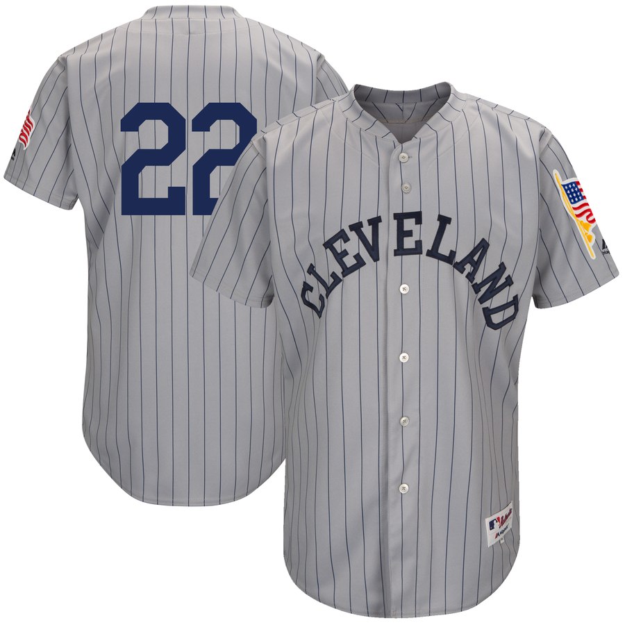 Indians #22 Jason Kipnis Gray 1917 Turn Back the Clock Authentic Stitched MLB Jersey