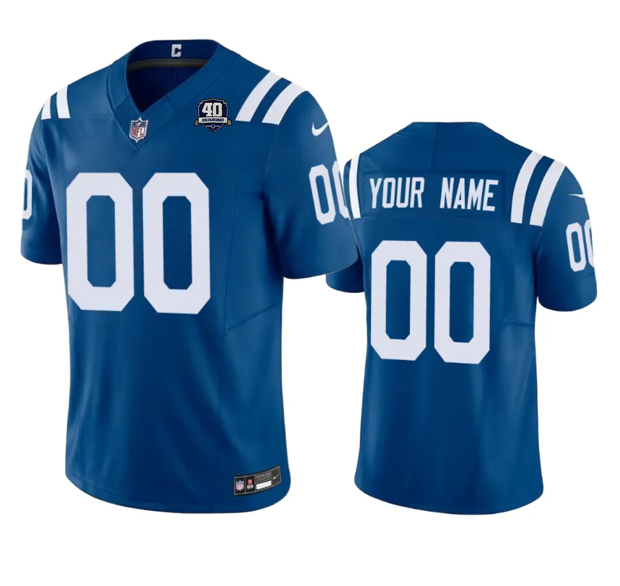Men's Indianapolis Colts Active Player Custom Blue 2023 F.U.S.E 40th Anniversary Vapor Untouchable Limited Stitched Football Jersey