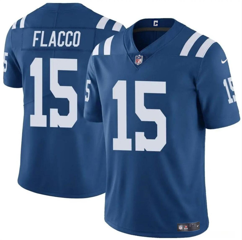 Men's Indianapolis Colts #15 Joe Flacco Blue Vapor Limited Stitched Football Jersey