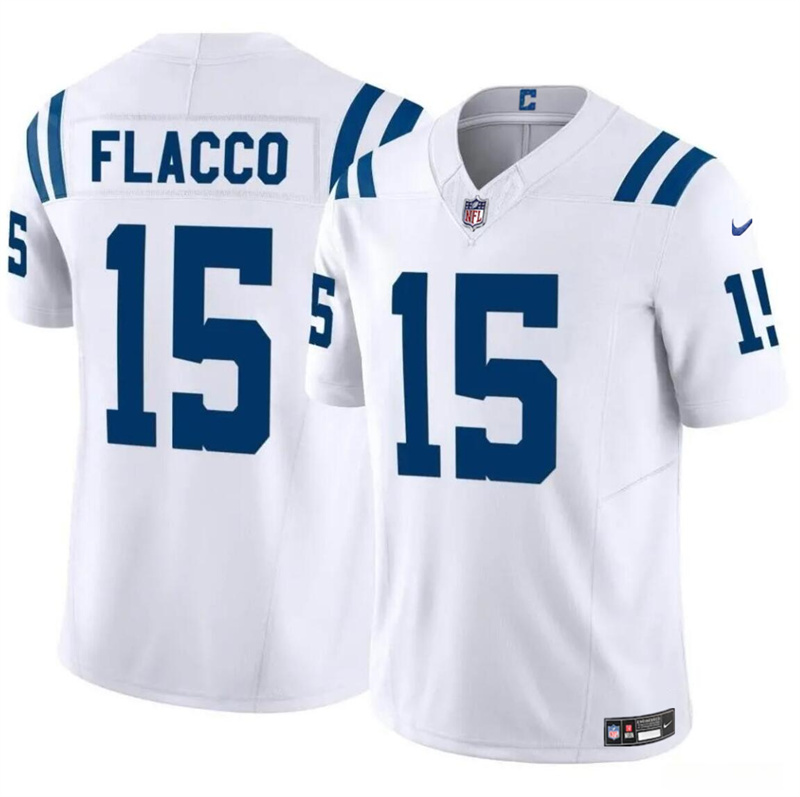 Men's Indianapolis Colts #15 Joe Flacco White 2024 F.U.S.E. Vapor Limited Stitched Football Jersey