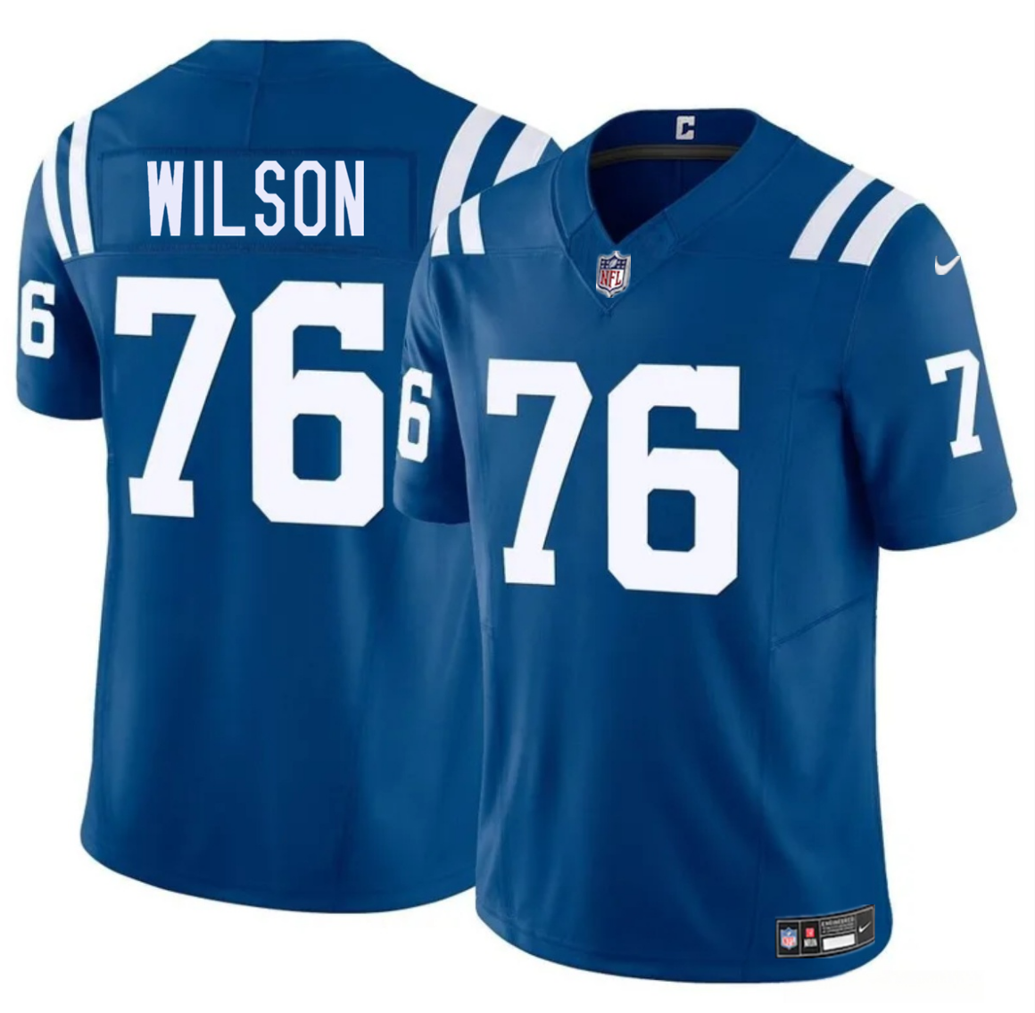 Men's Indianapolis Colts #76 Jack Wilson Blue 2025 F.U.S.E. Vapor Limited Stitched Football Jersey Men's Indianapolis Colts #76 Jack Wilson Blue 2025 F.U.S.E. Vapor Limited Stitched Football Jersey