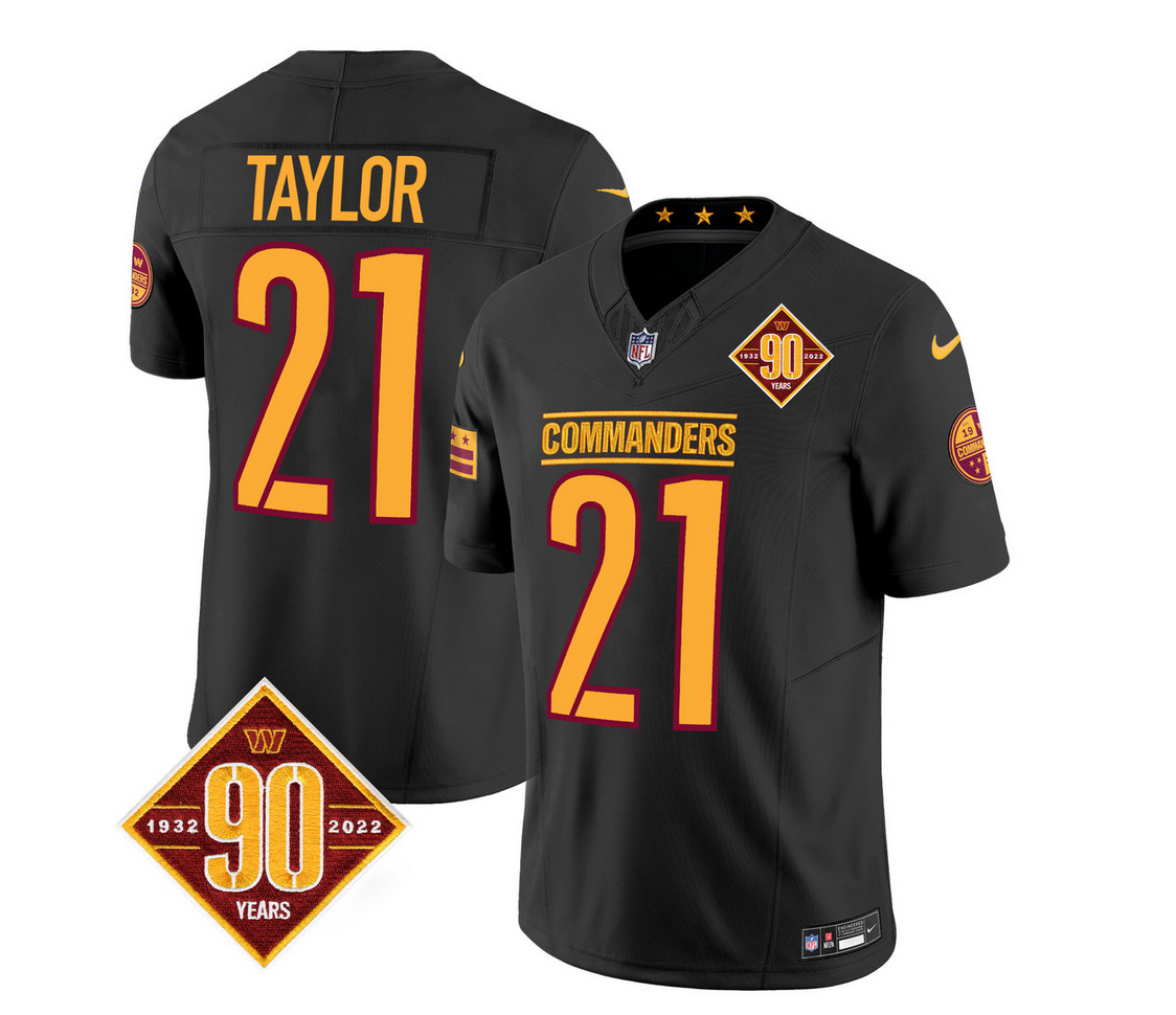 Men's Washington Commanders #21 Sean Taylor Black 2023 F.U.S.E. 90th Anniversary Vapor Limited Stitched Football Jersey