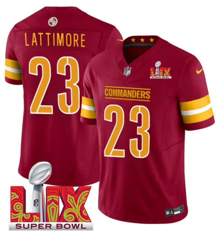Men's Washington Commanders #23 Marshon Lattimore Burgundy F.U.S.E. 24/25 Super Bowl LIX Vapor Untouchable Limited Stitched Football Jersey