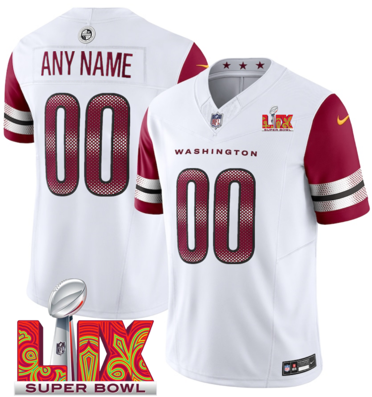 Men's Washington Commanders Active Player Custom White F.U.S.E. 24/25 Super Bowl LIX Vapor Untouchable Limited Stitched Football Jersey Men's Washington Commanders Active Player Custom White F.U.S.E. 24/25 Super Bowl LIX Vapor Untouchable Limited Stitched Football Jersey