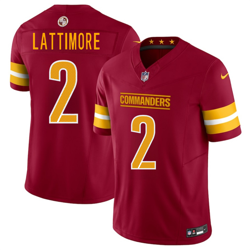 Men's Washington Commanders #2 Marshon Lattimore Burgundy 2025 F.U.S.E. Vapor Limited Stitched Football Jersey