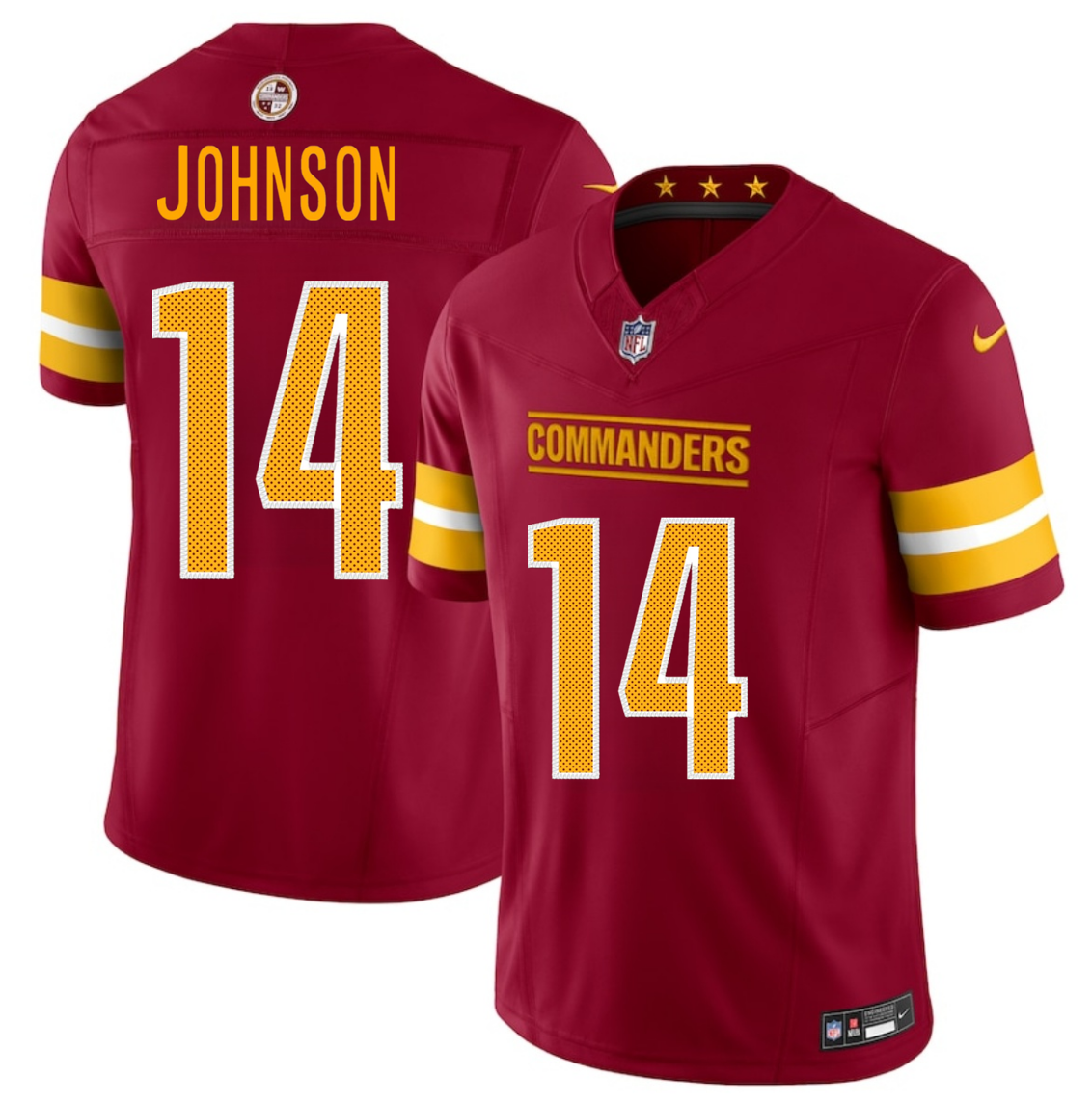 Men's Washington Commanders #14 Josh Johnson Burgundy 2025 Draft F.U.S.E. Vapor Limited Stitched Football Jersey