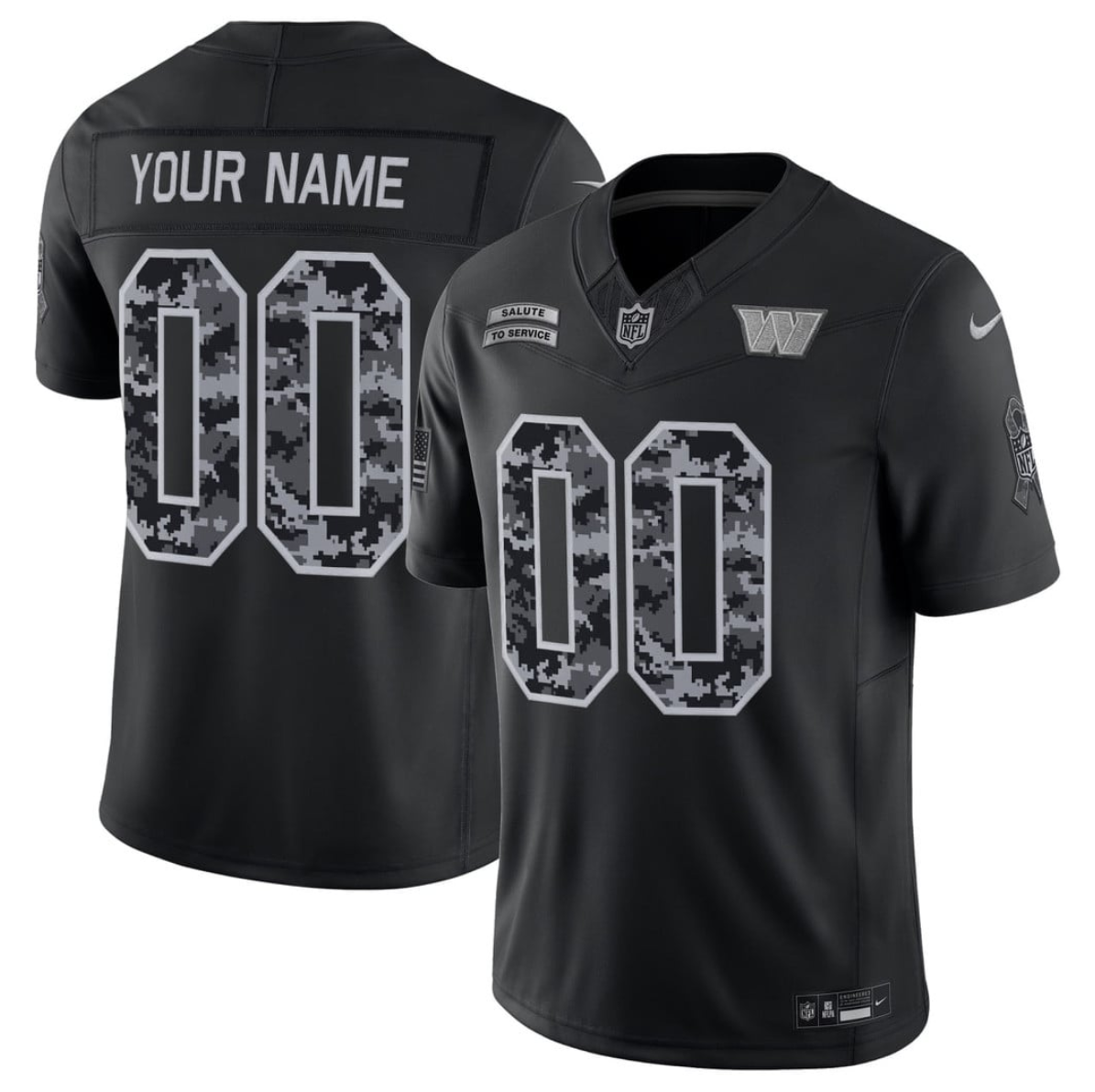 Men's Washington Commanders Active Player Custom Black F.U.S.E. 2026 Salute to Service Limited Stitched Football Jersey