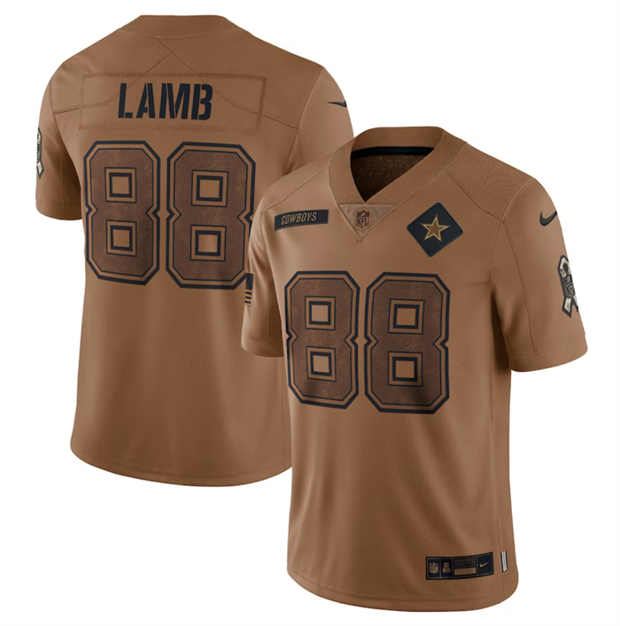 Men's Dallas Cowboys #88 CeeDee Lamb 2023 Brown Salute To Service Limited Football Jersey