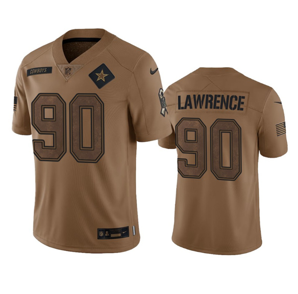 Men's Dallas Cowboys #90 DeMarcus Lawrence 2023 Brown Salute To Service Limited Stitched Football Jersey